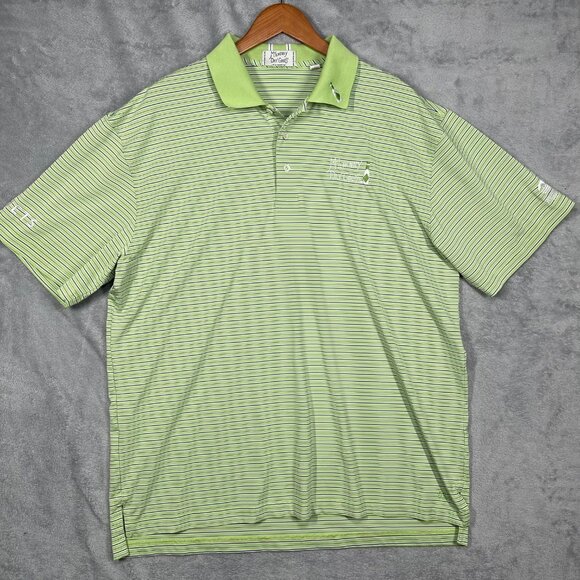 Mens XL Golf‎ Polo Shirt Netjets McIlhenny Dry Goods Short Sleeve Green Purple - Picture 1 of 9